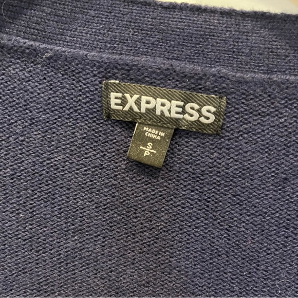 Women’s SZ S EXPRESS Royal blue and Black Striped V-Neck Sequin Elbow Cardigan - Picture 5 of 14